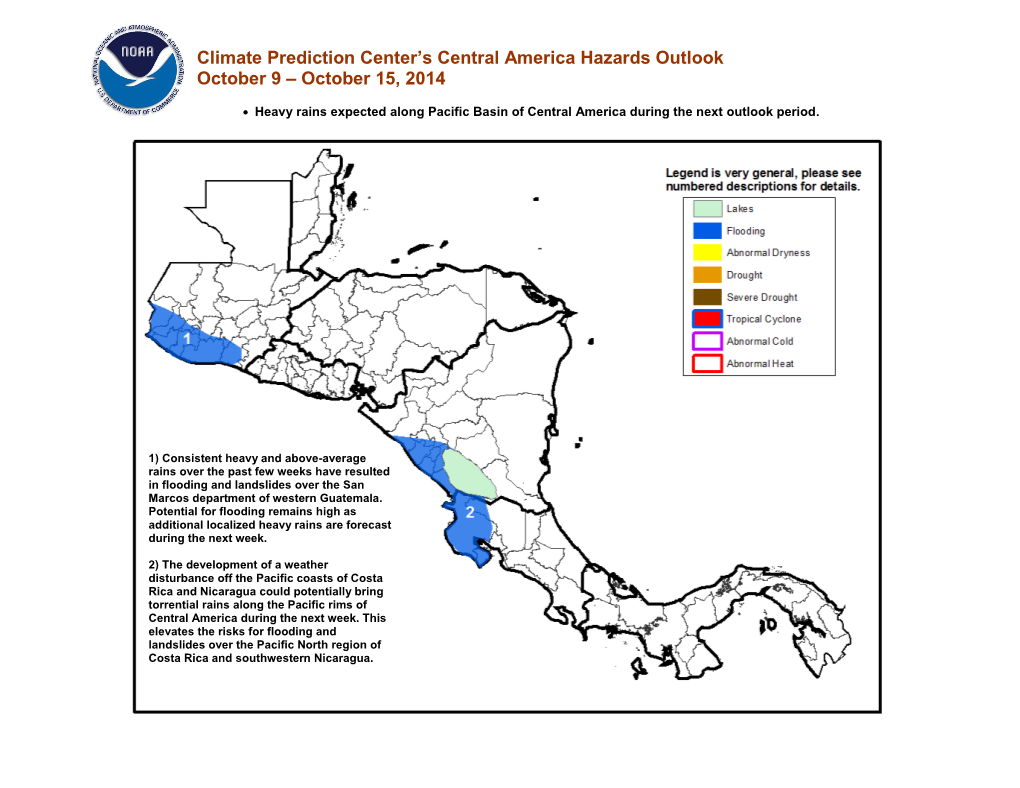 Climate Prediction Center's Central America Hazards Outlook October 9