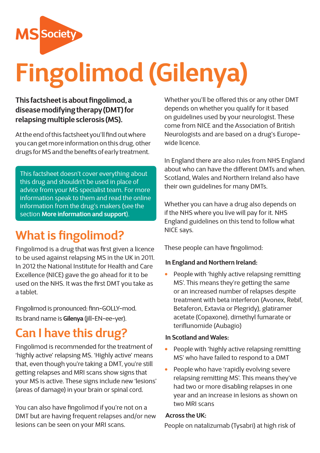 Fingolimod (Gilenya)