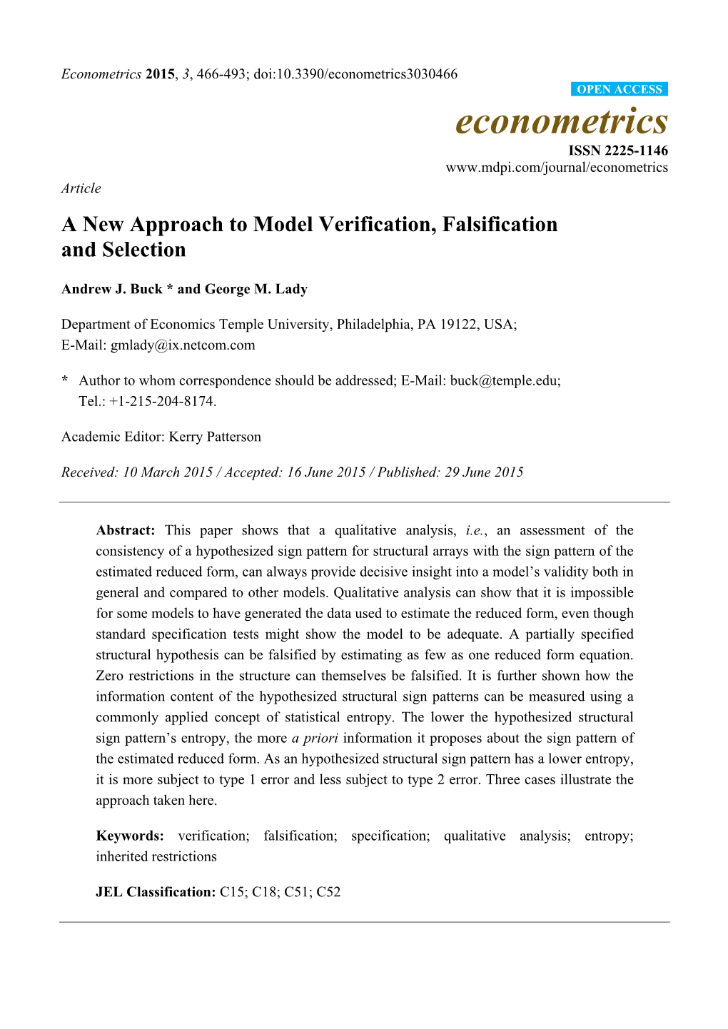 A New Approach to Model Verification, Falsification and Selection