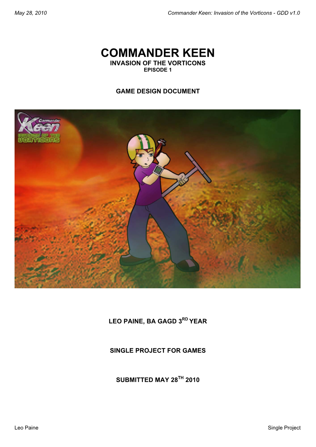 Commander Keen: Invasion of the Vorticons - GDD V1.0