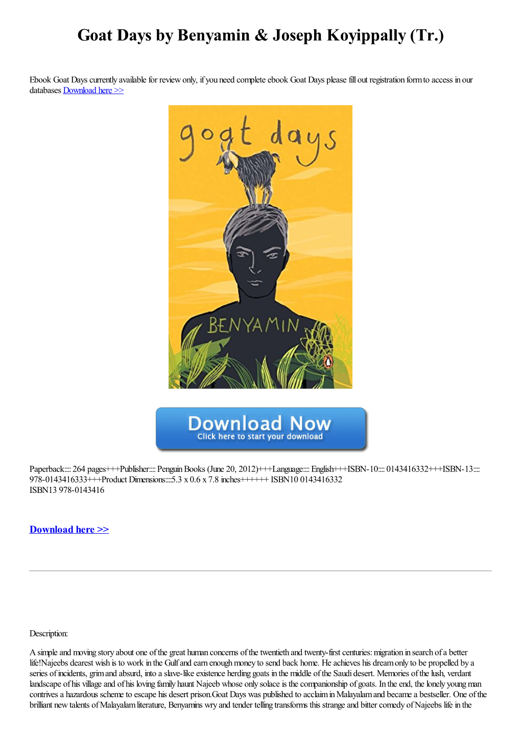Download Goat Days by Benyamin & Joseph Koyippally