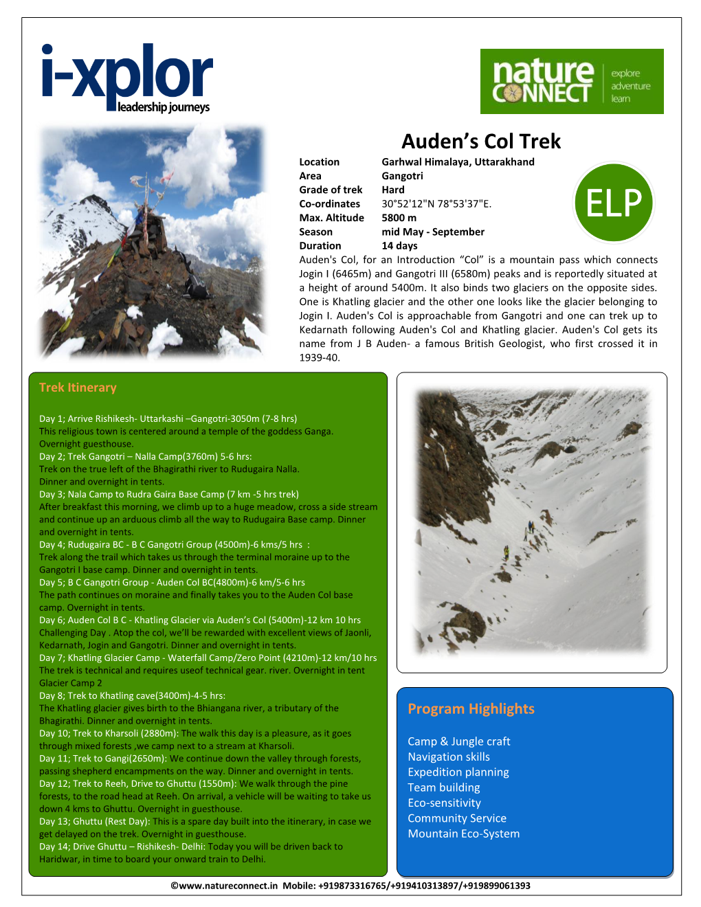 Auden's Col Trek