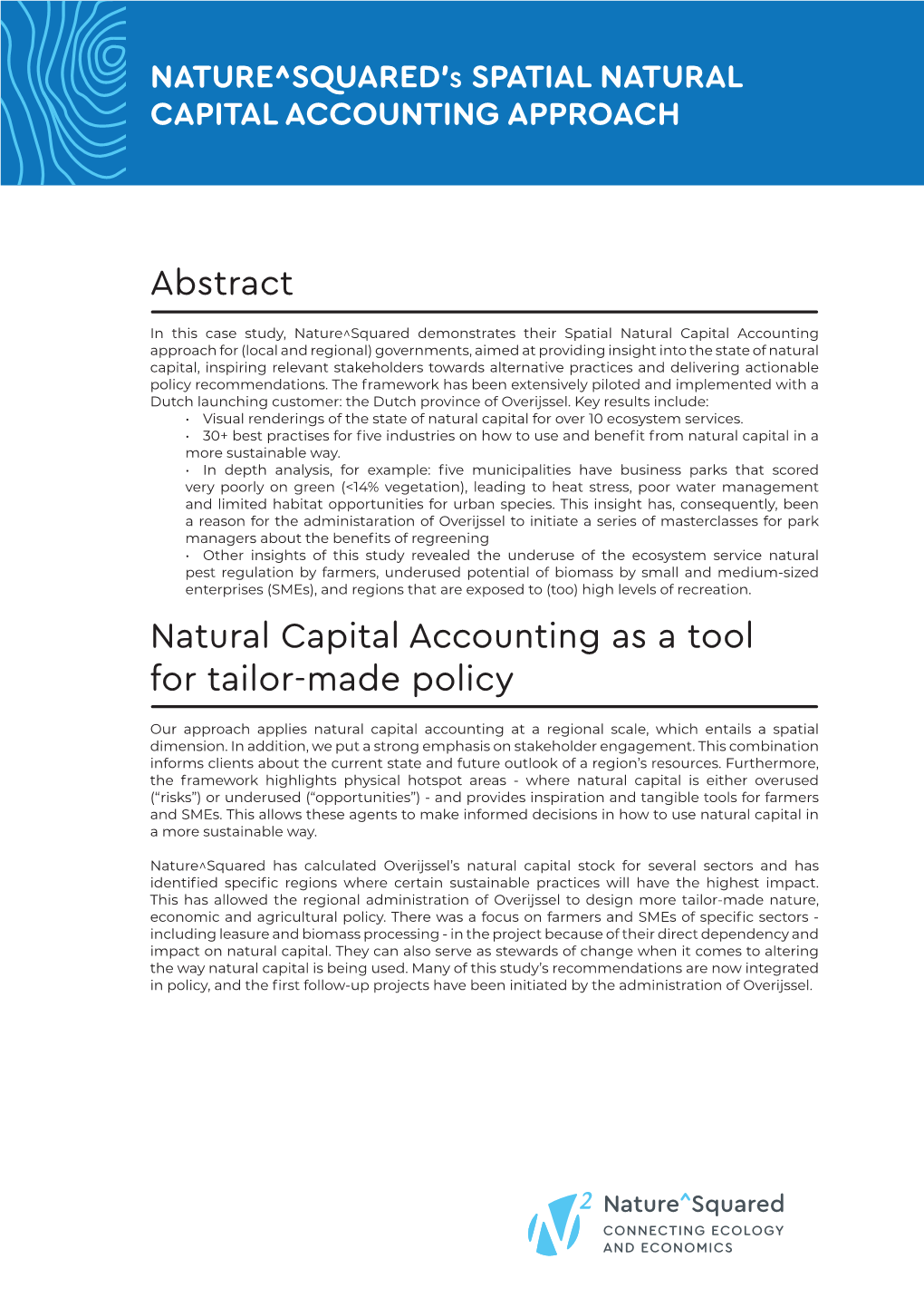 Natural Capital Accounting Approach