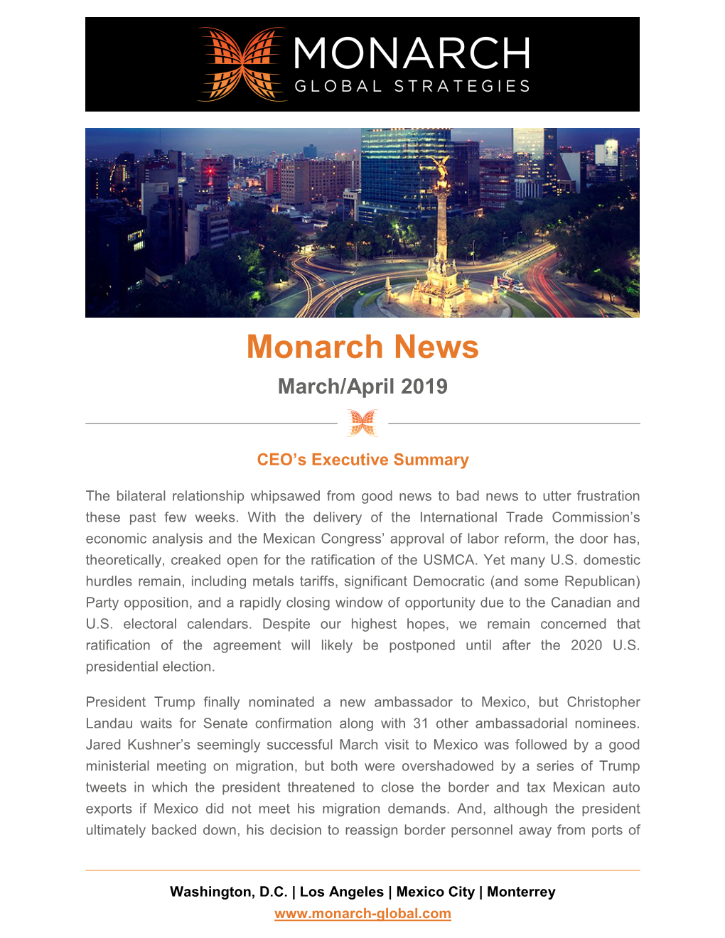Monarch News March/April 2019
