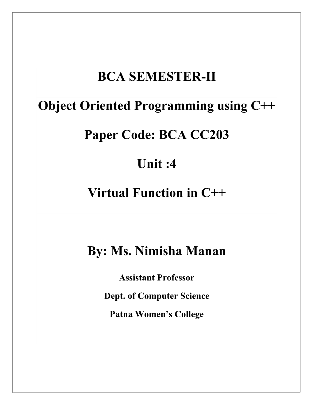 Virtual Function in C++