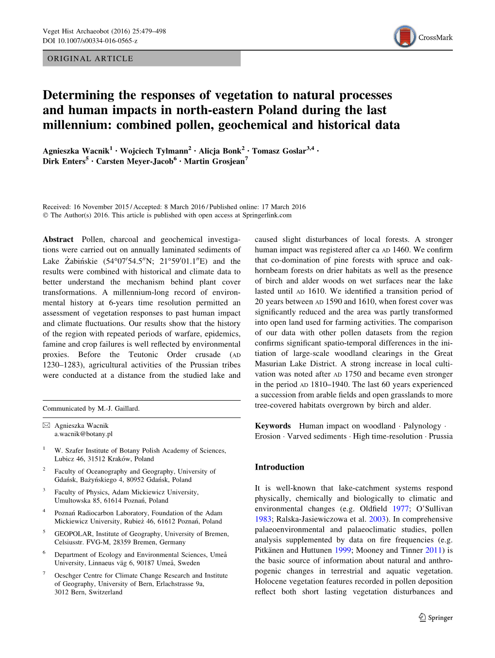 Determining the Responses of Vegetation to Natural