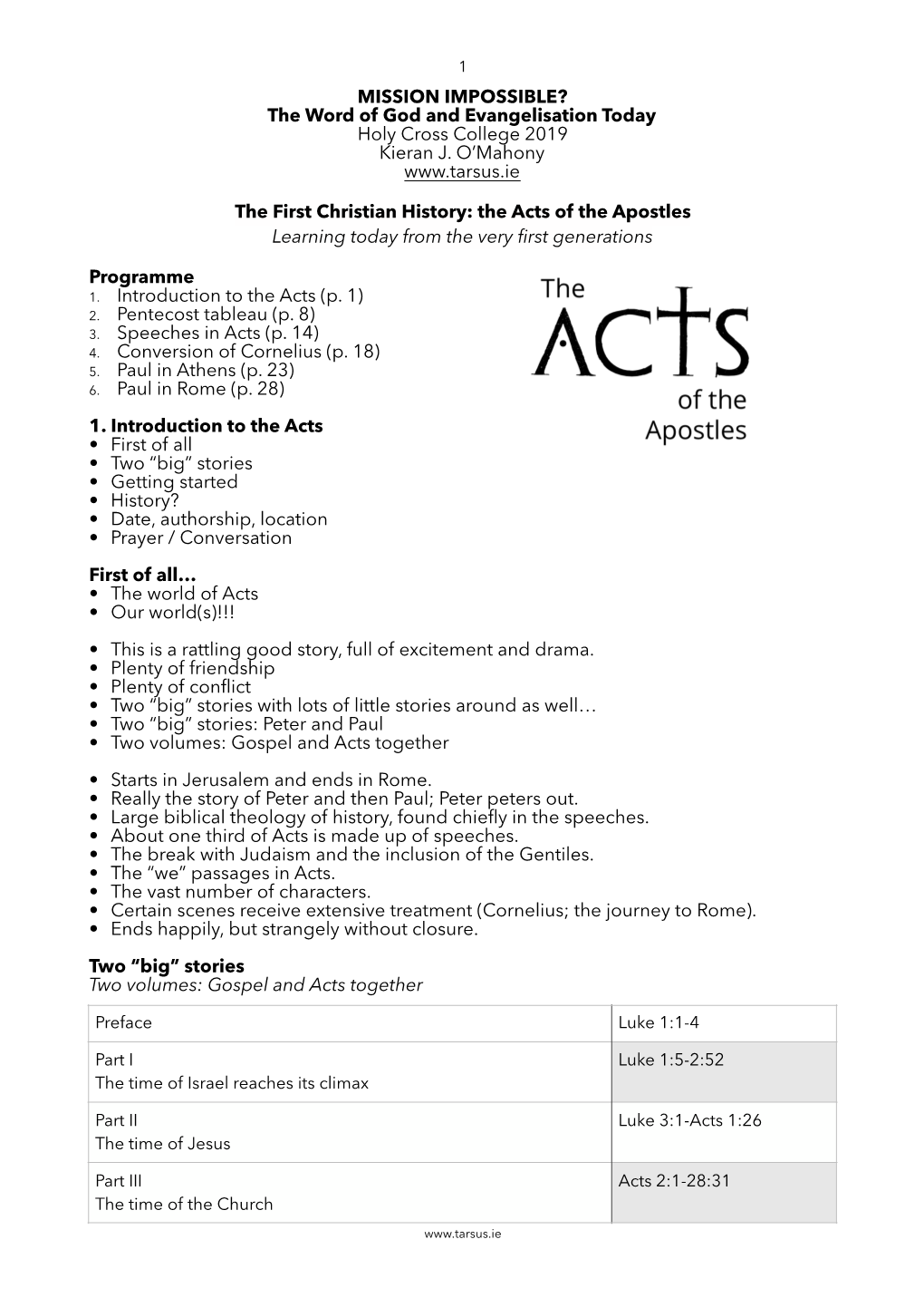 SSS 2019 Acts Handouts