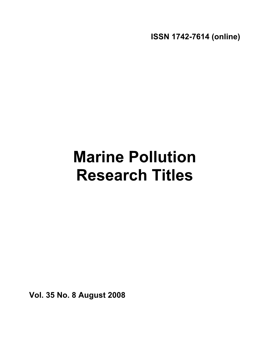 Marine Pollution Research Titles