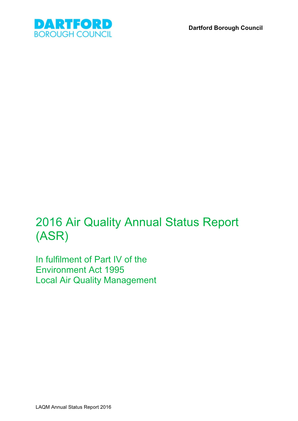 2016 Air Quality Annual Status Report (ASR)