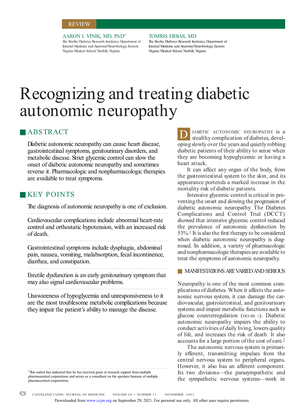 Recognizing and Treating Diabetic Autonomic Neuropathy