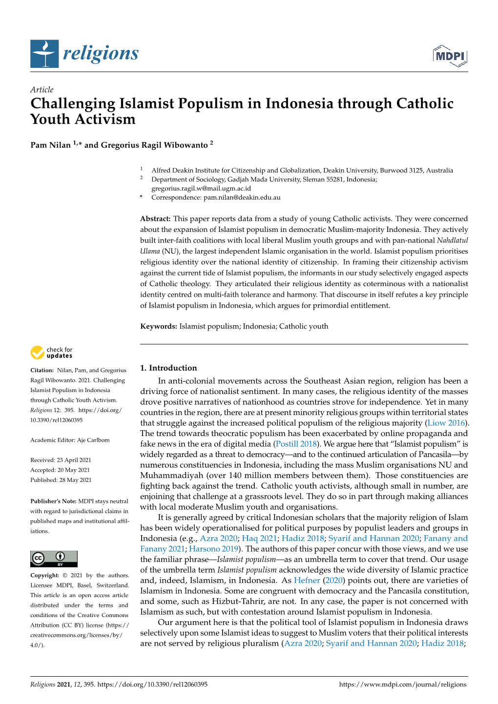 Challenging Islamist Populism in Indonesia Through Catholic Youth Activism