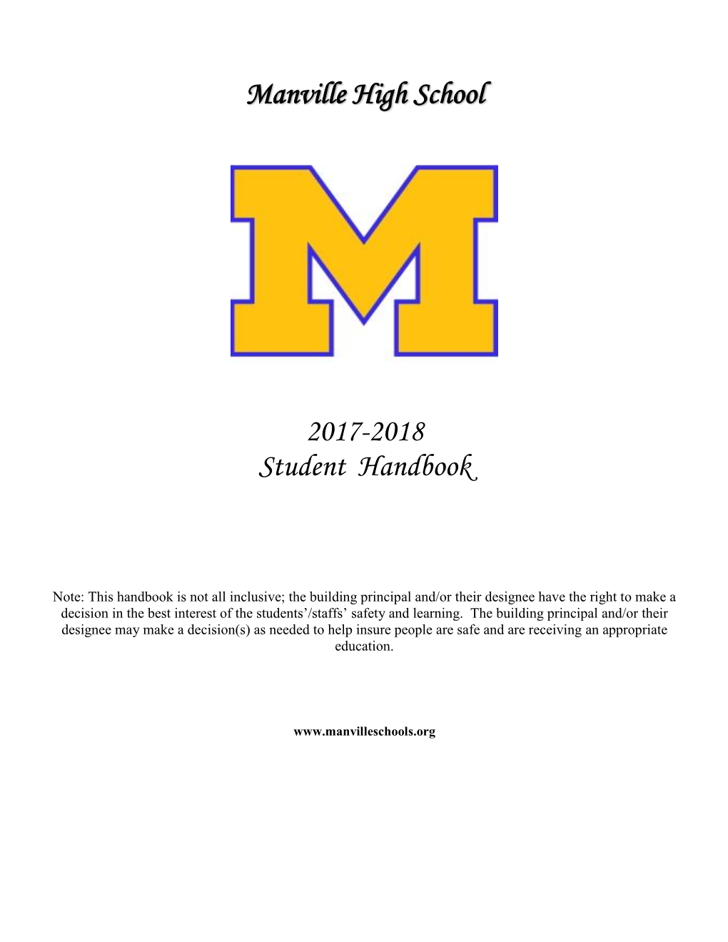Manville High School 2017-2018 Student Handbook