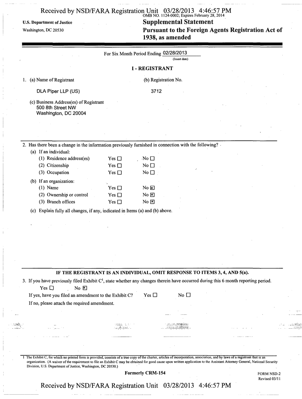 Received by NSD/FARA Registration Unit 03/28/2013 4:46:57 PM OMB NO