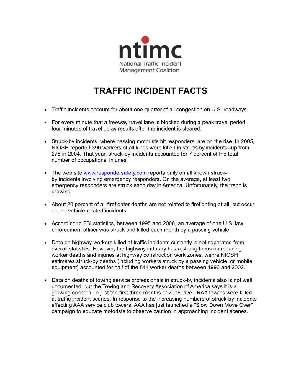 Traffic Incident Facts