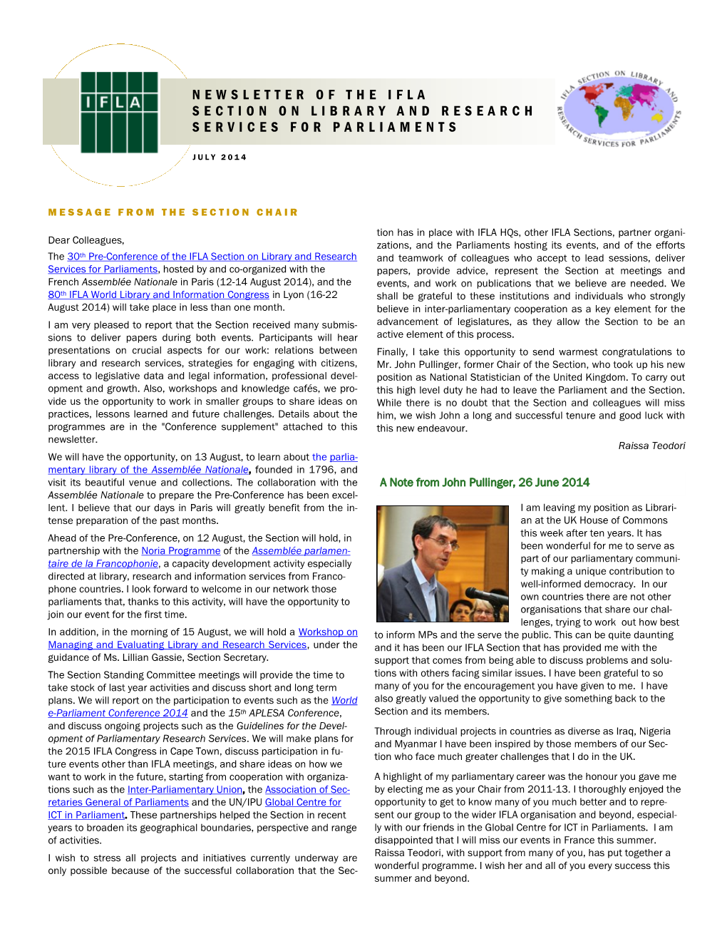 Newsletter of the Ifla Section on Library And