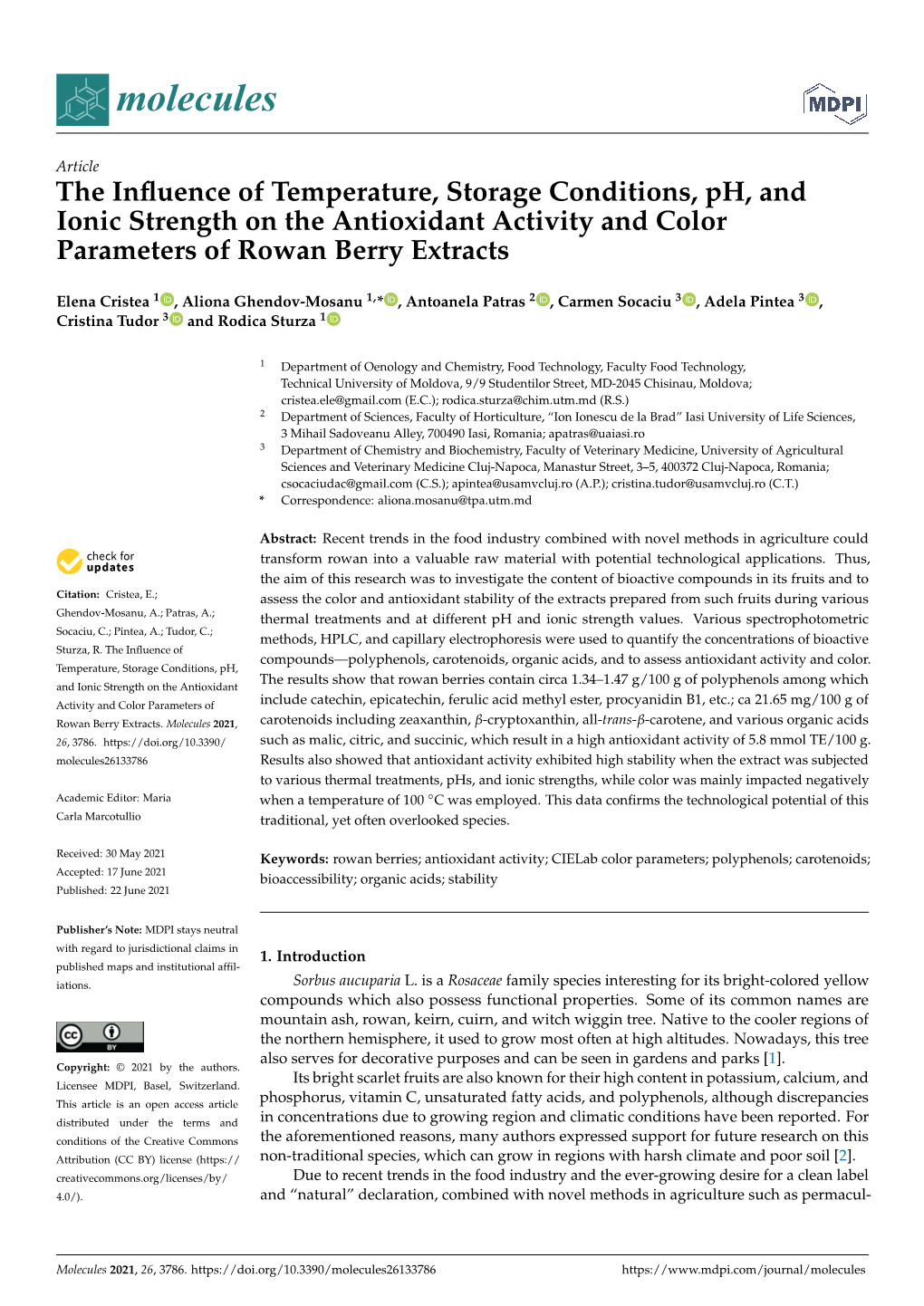 The Influence of Temperature, Storage Conditions, Ph, and Ionic Strength