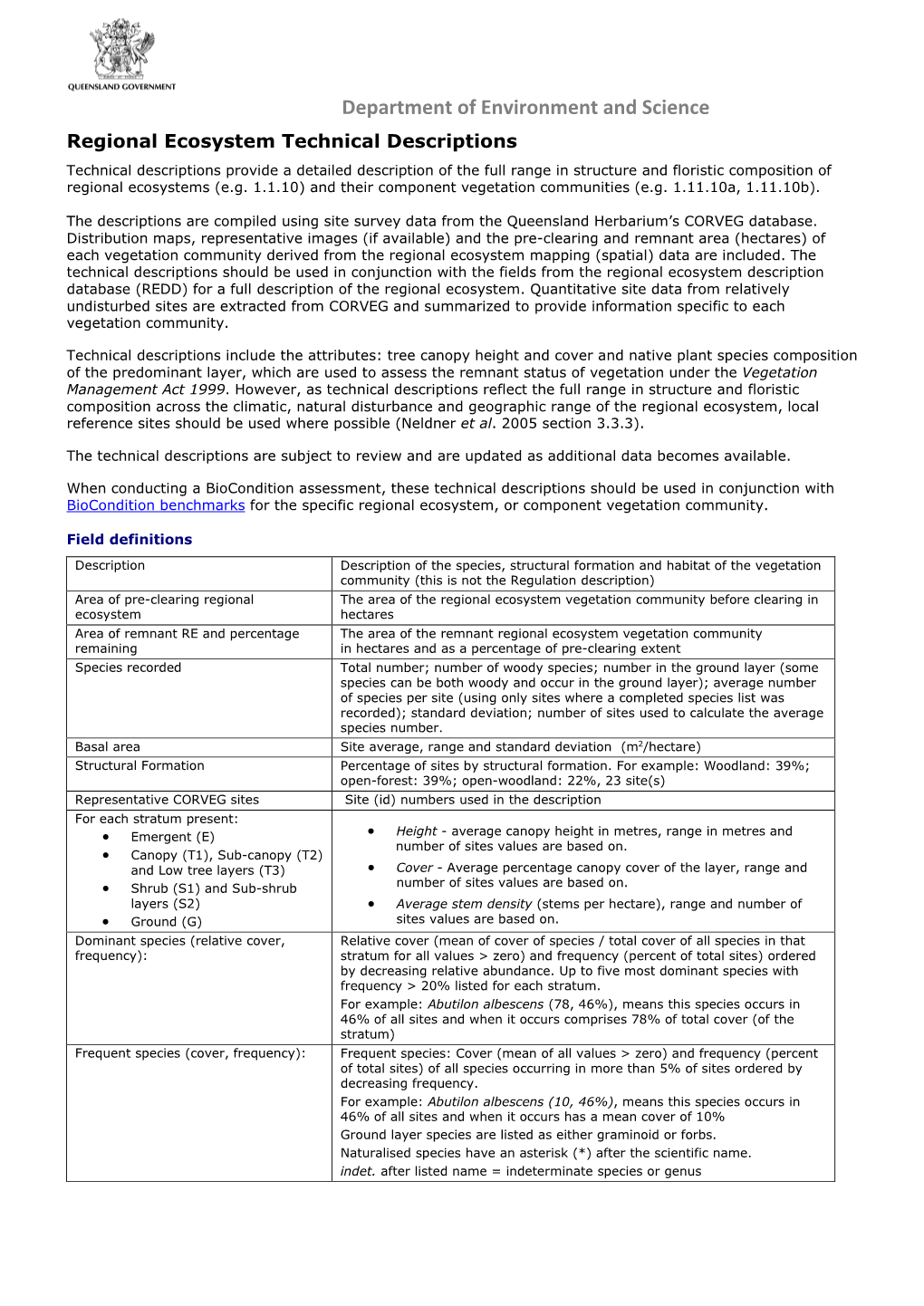 Northwest Highlands Bioregion Technical Descriptions