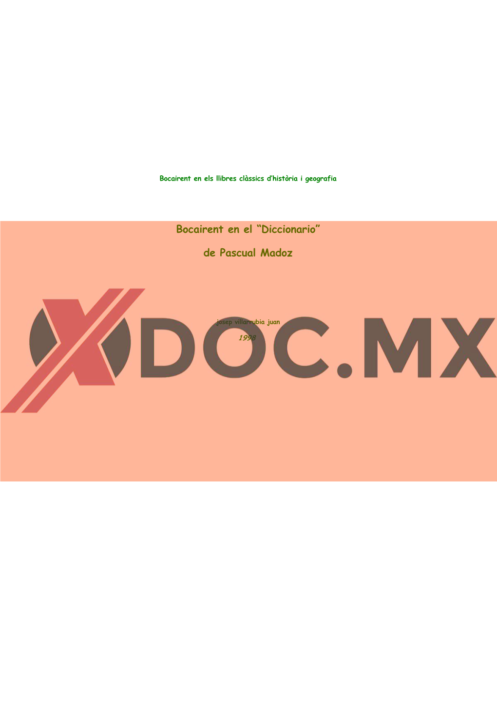 Bocairent En El “Diccionario” De Pascual Madoz