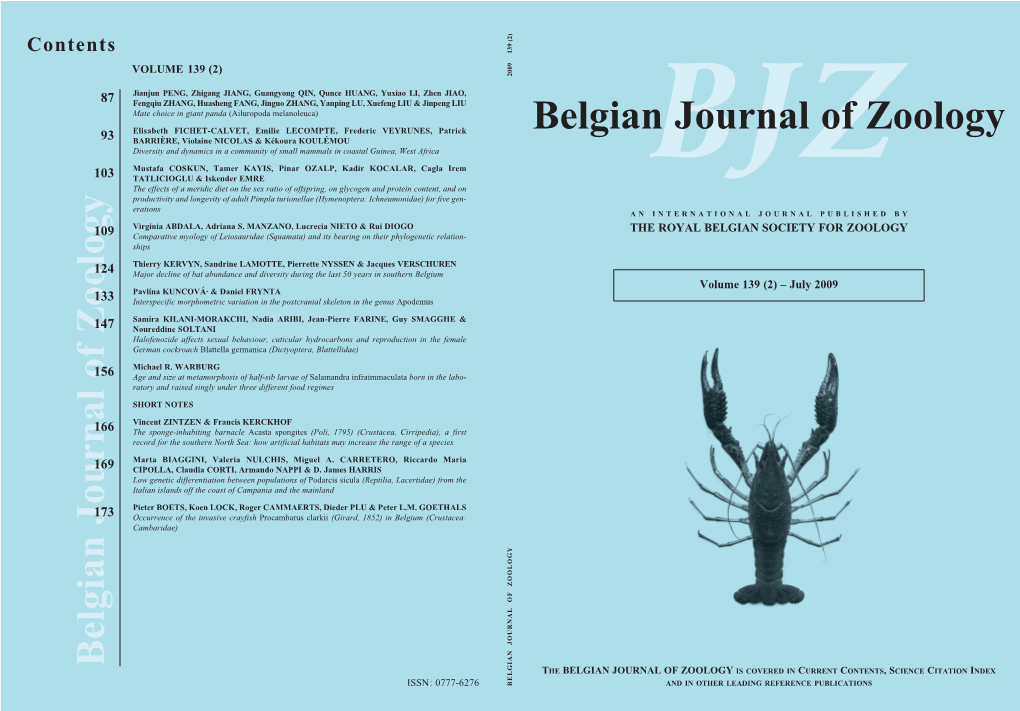 Belgian Journal of Zoology 93 BARRIÈRE, Violaine NICOLAS & Kékoura KOULÉMOU Diversity and Dynamics in a Community of Small Mammals in Coastal Guinea, West Africa