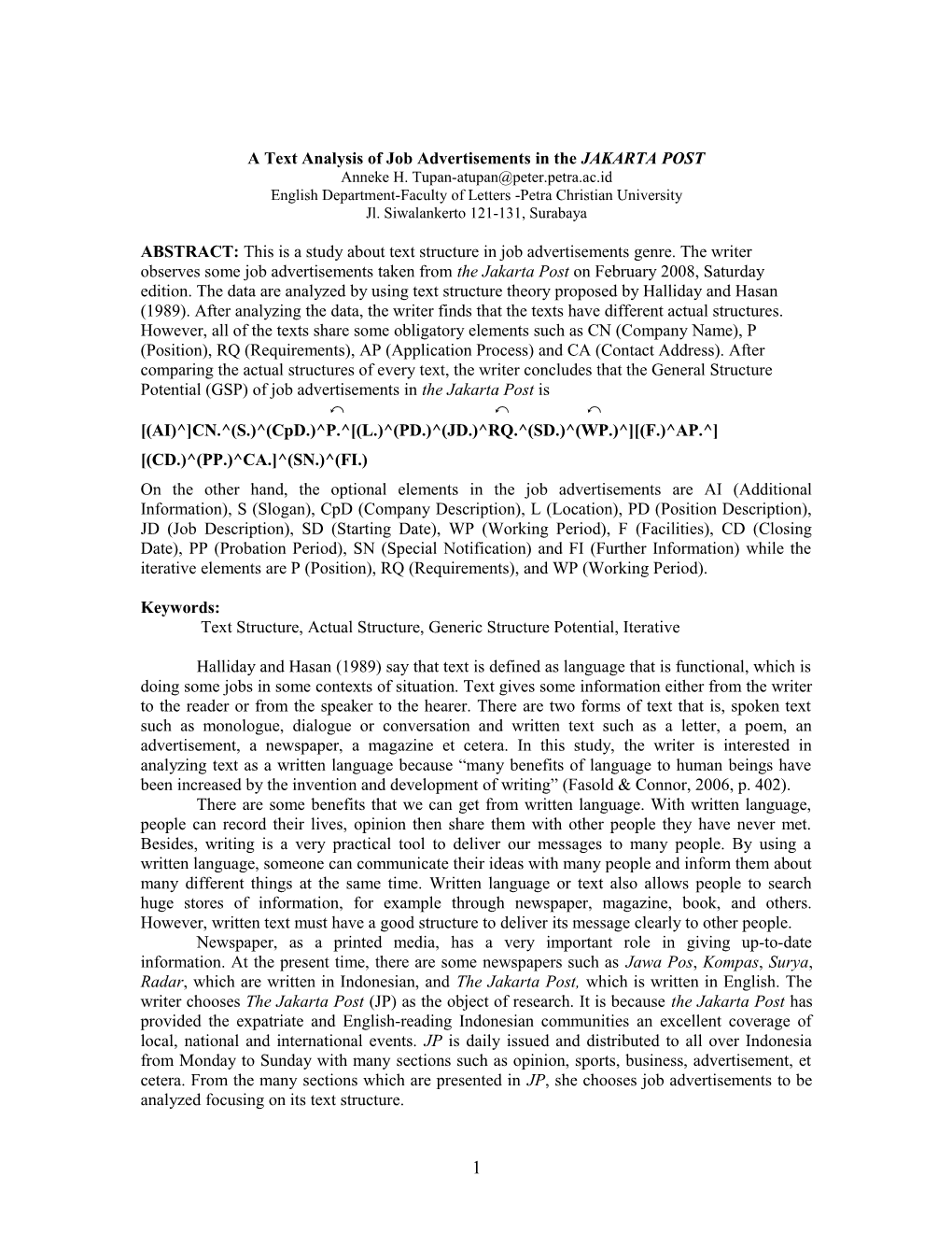 A Proposed Abstract for CONEST 5: 1-2 December 2008 at PKBB, UNIKA ATMAJAYA, Jakarta