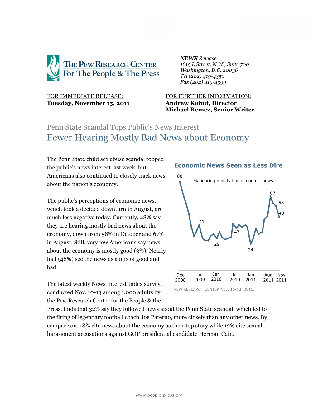 Fewer Hearing Mostly Bad News About Economy