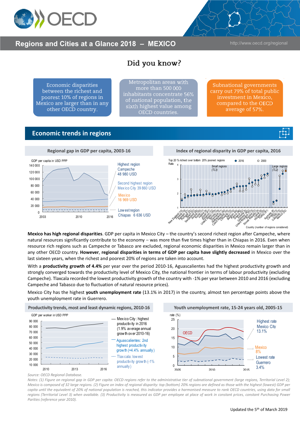 Regions and Cities at a Glance 2018 – MEXICO Economic Trends In