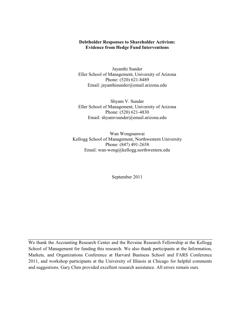 Debtholder Responses to Shareholder Activism: Evidence from Hedge Fund Interventions