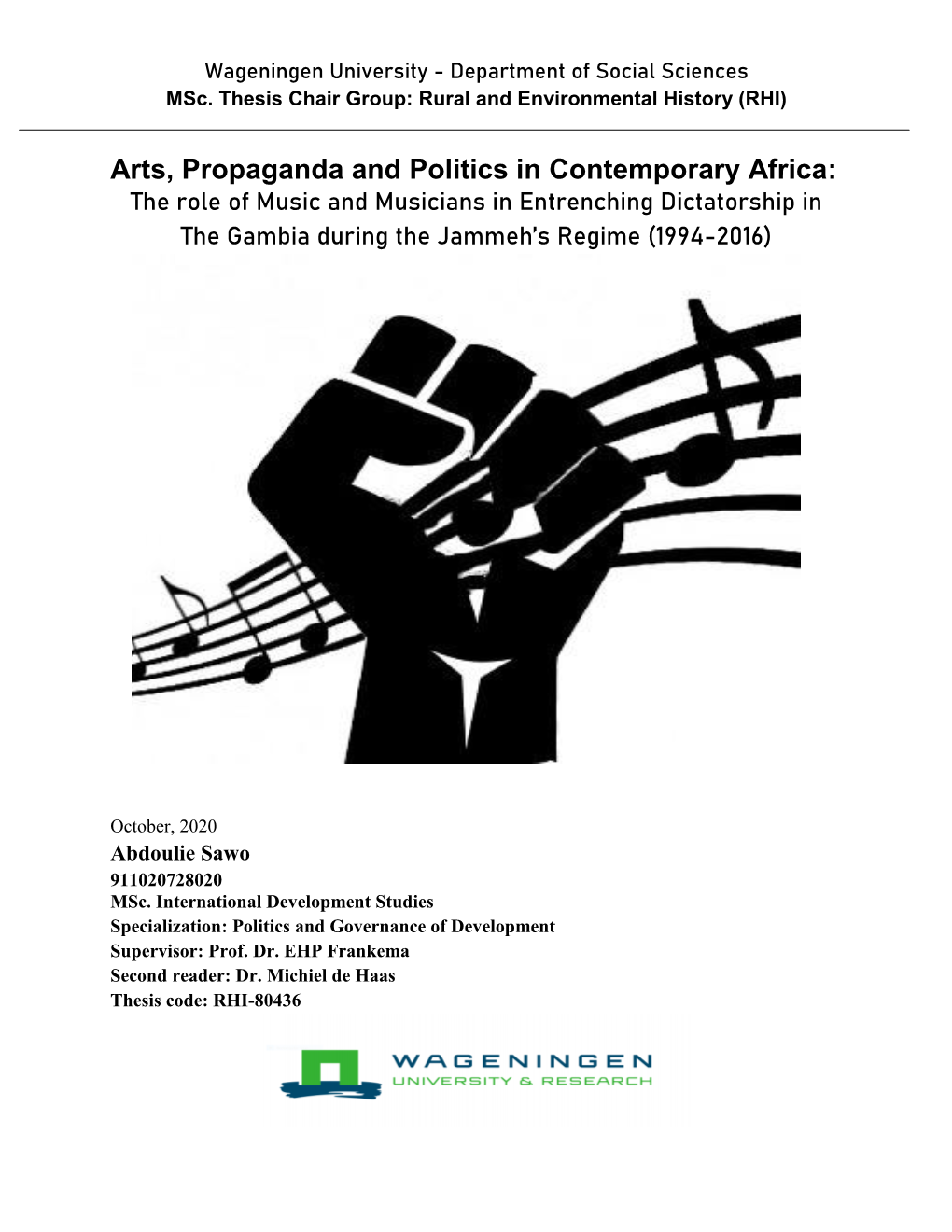 Arts, Propaganda and Politics in Contemporary Africa