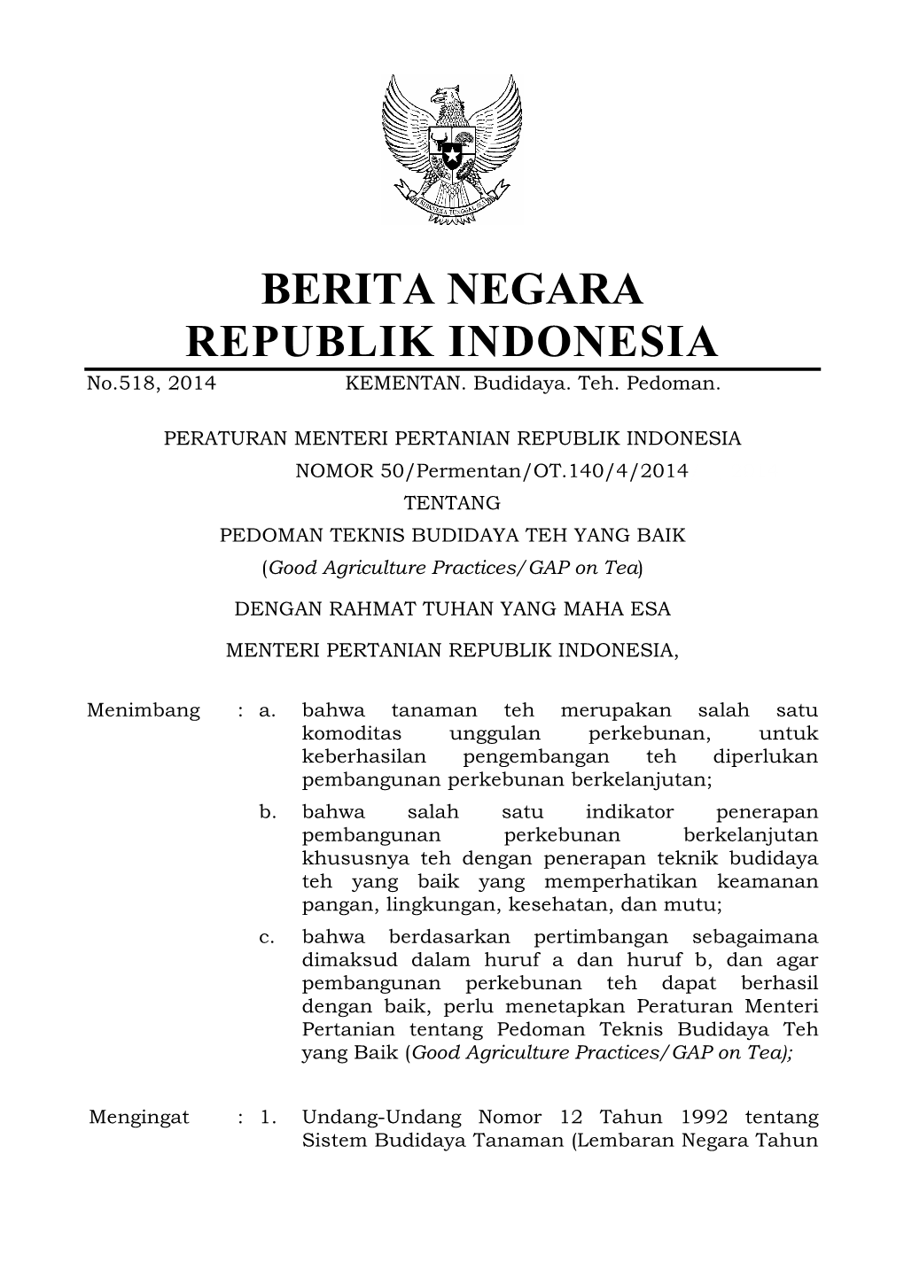 Berita Negara Republik Indonesia