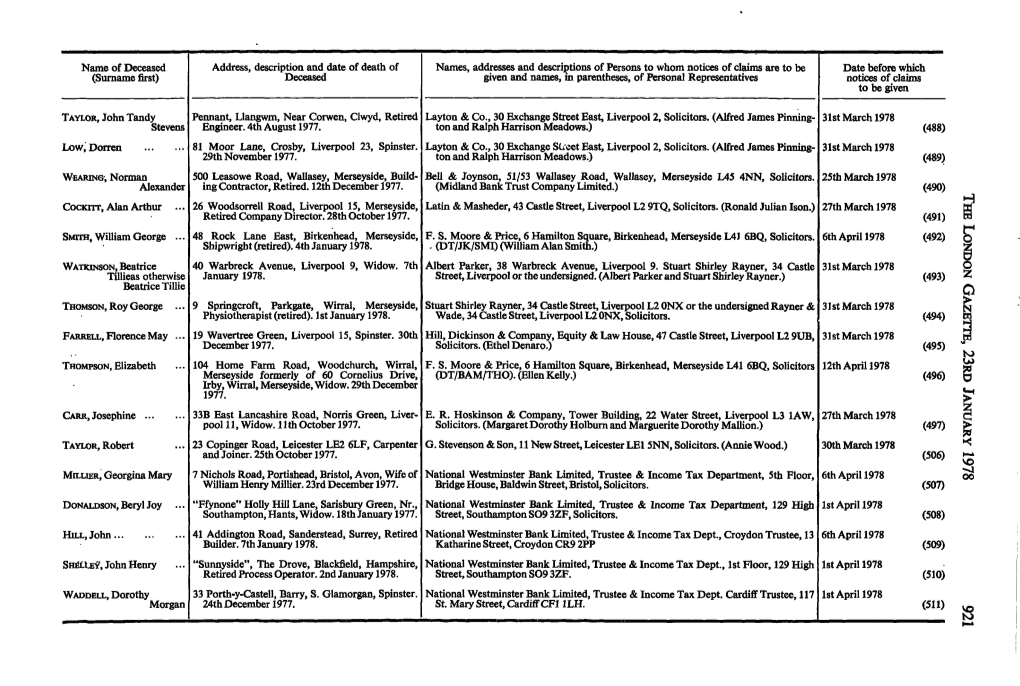 Name of Deceased (Surname First)