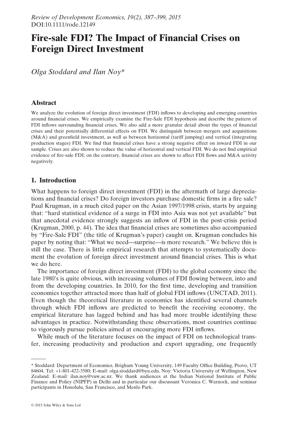 Fire-Sale FDI? the Impact of Financial Crises on Foreign Direct Investment