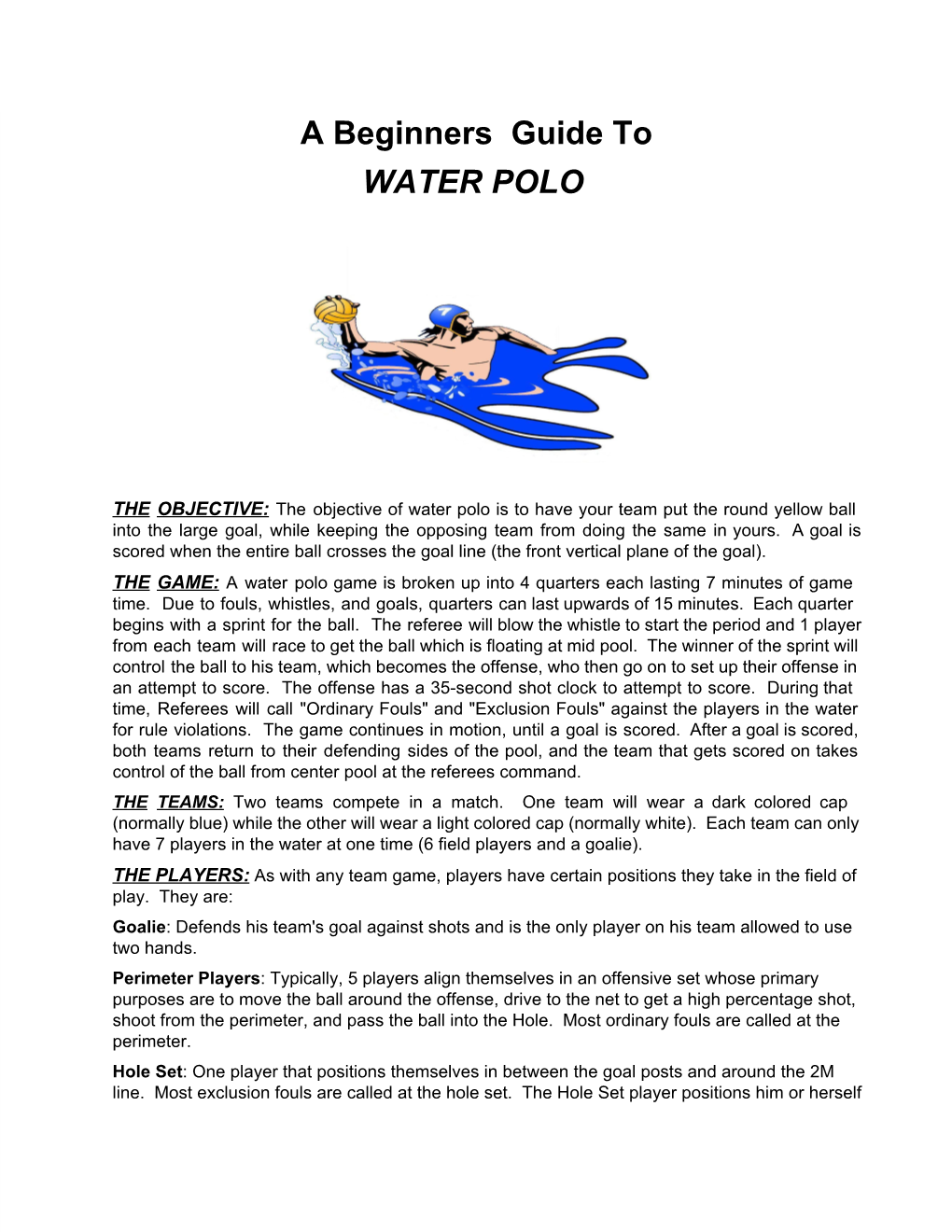 A Beginners Guide to WATER POLO