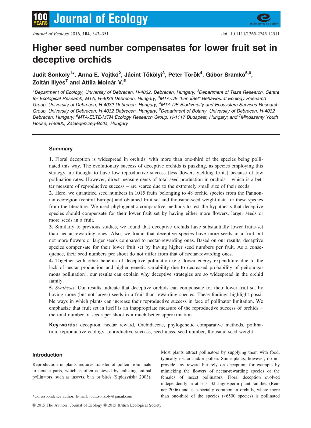 Higher Seed Number Compensates for Lower Fruit Set in Deceptive Orchids