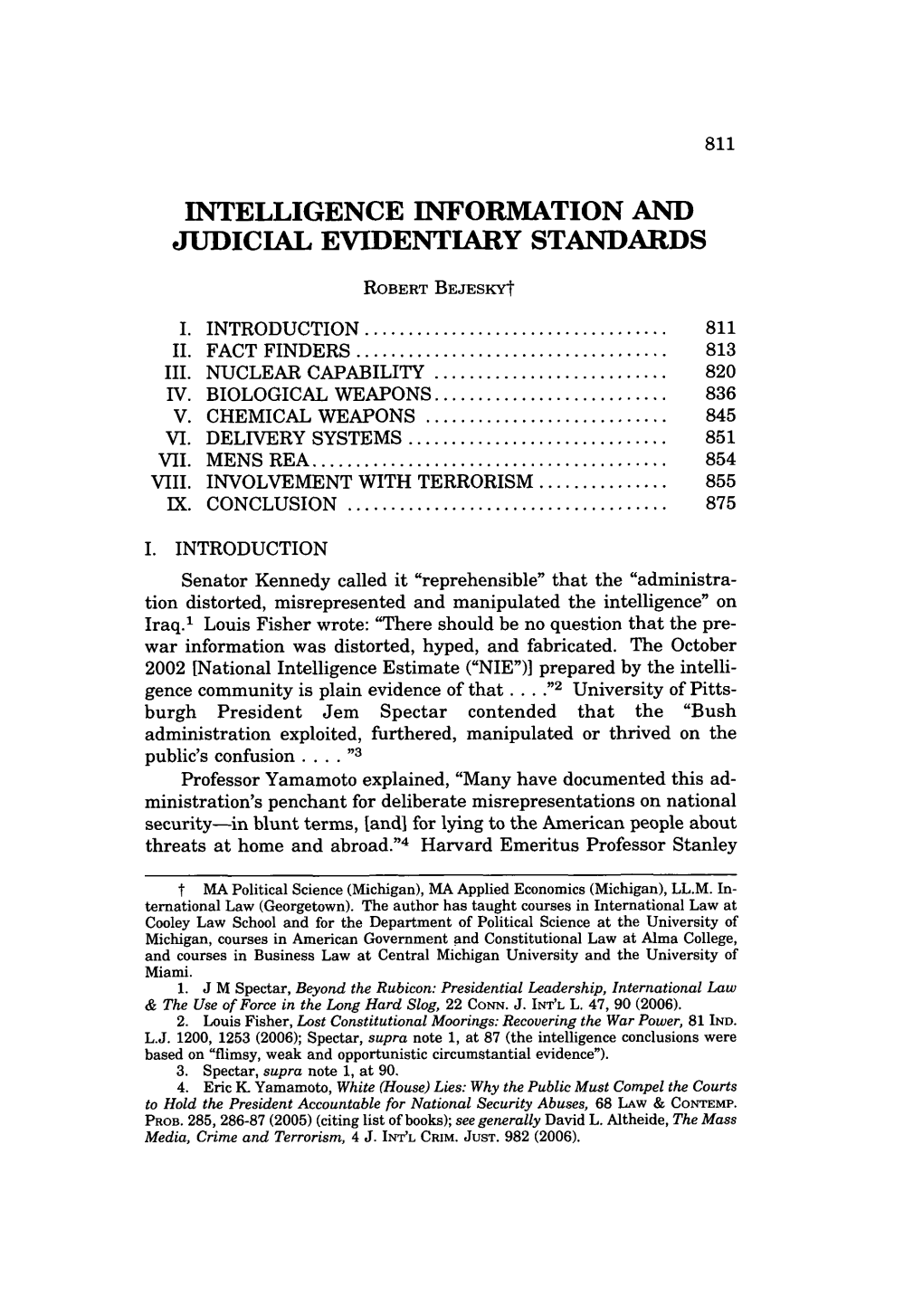 Intelligence Information and Judicial Evidentiary Standards