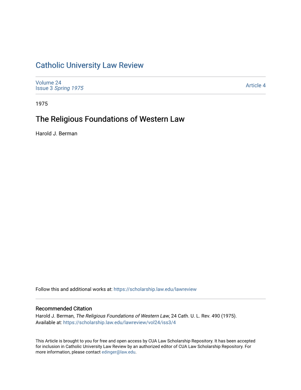 The Religious Foundations of Western Law