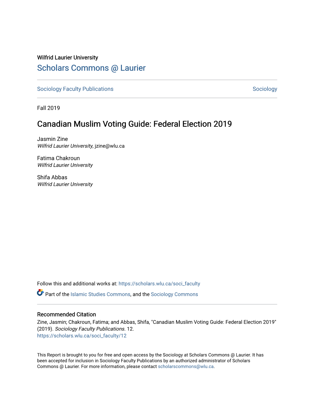 Canadian Muslim Voting Guide: Federal Election 2019