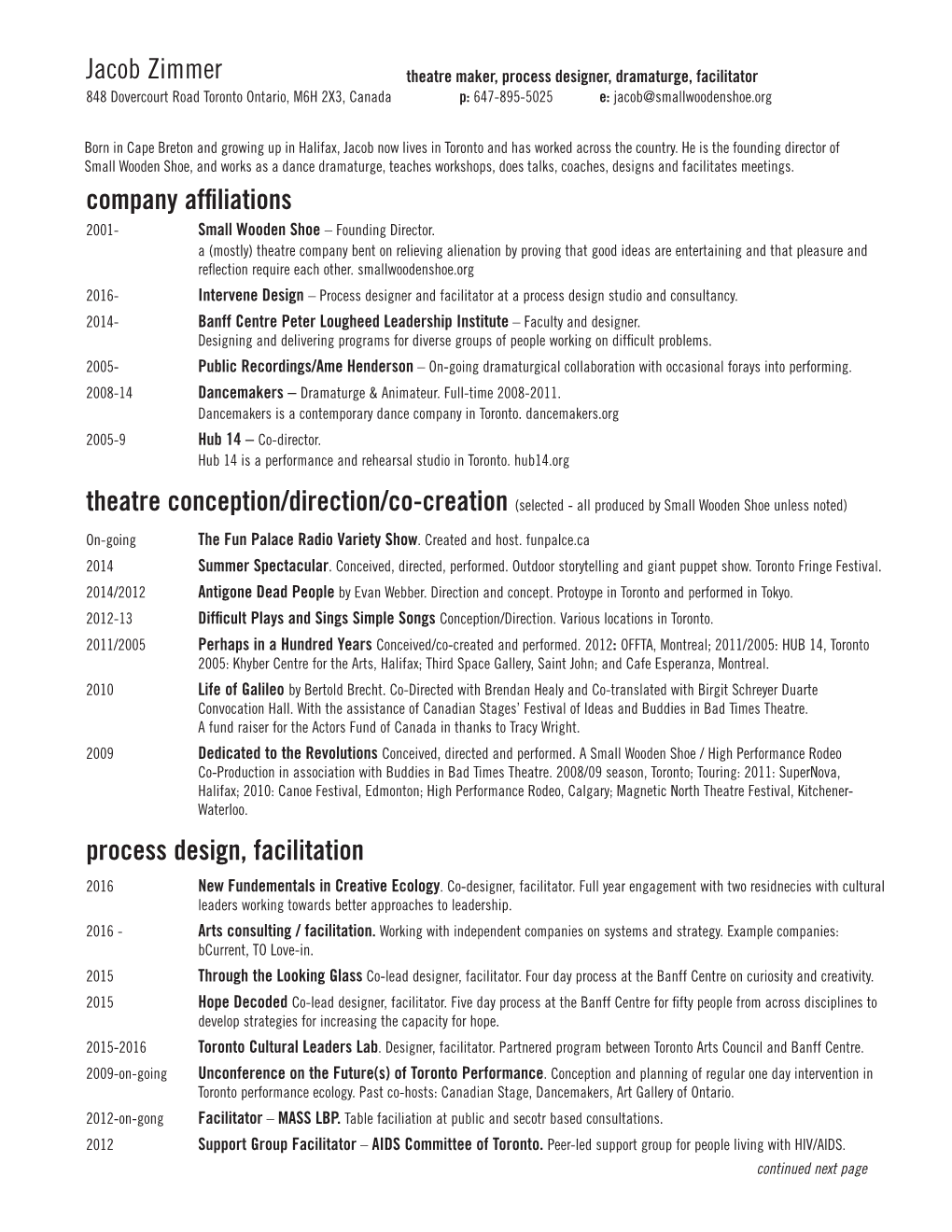 Jacob Zimmer Company Affiliations Process Design, Facilitation