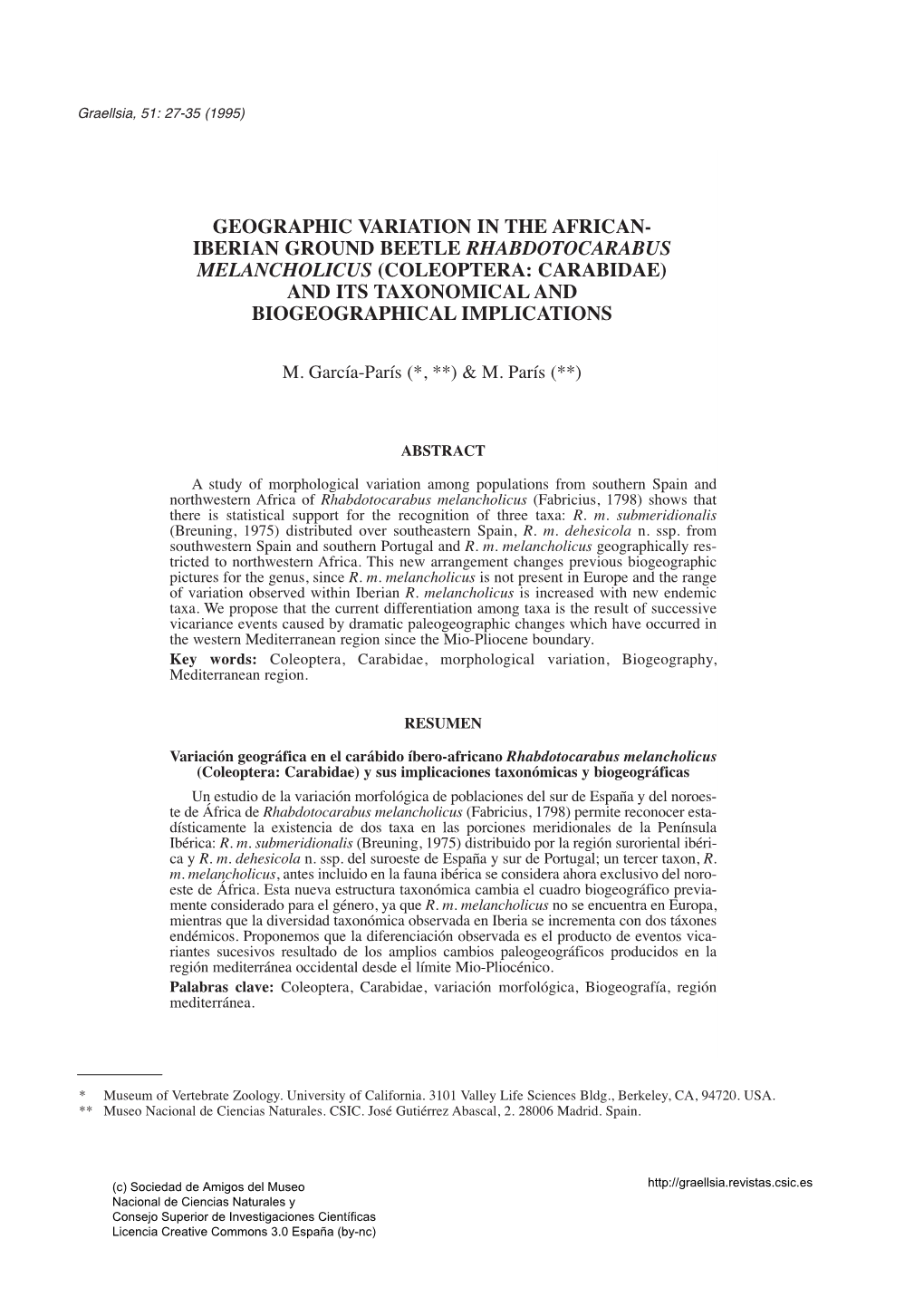 Geographic Variation in the African-Iberian Ground