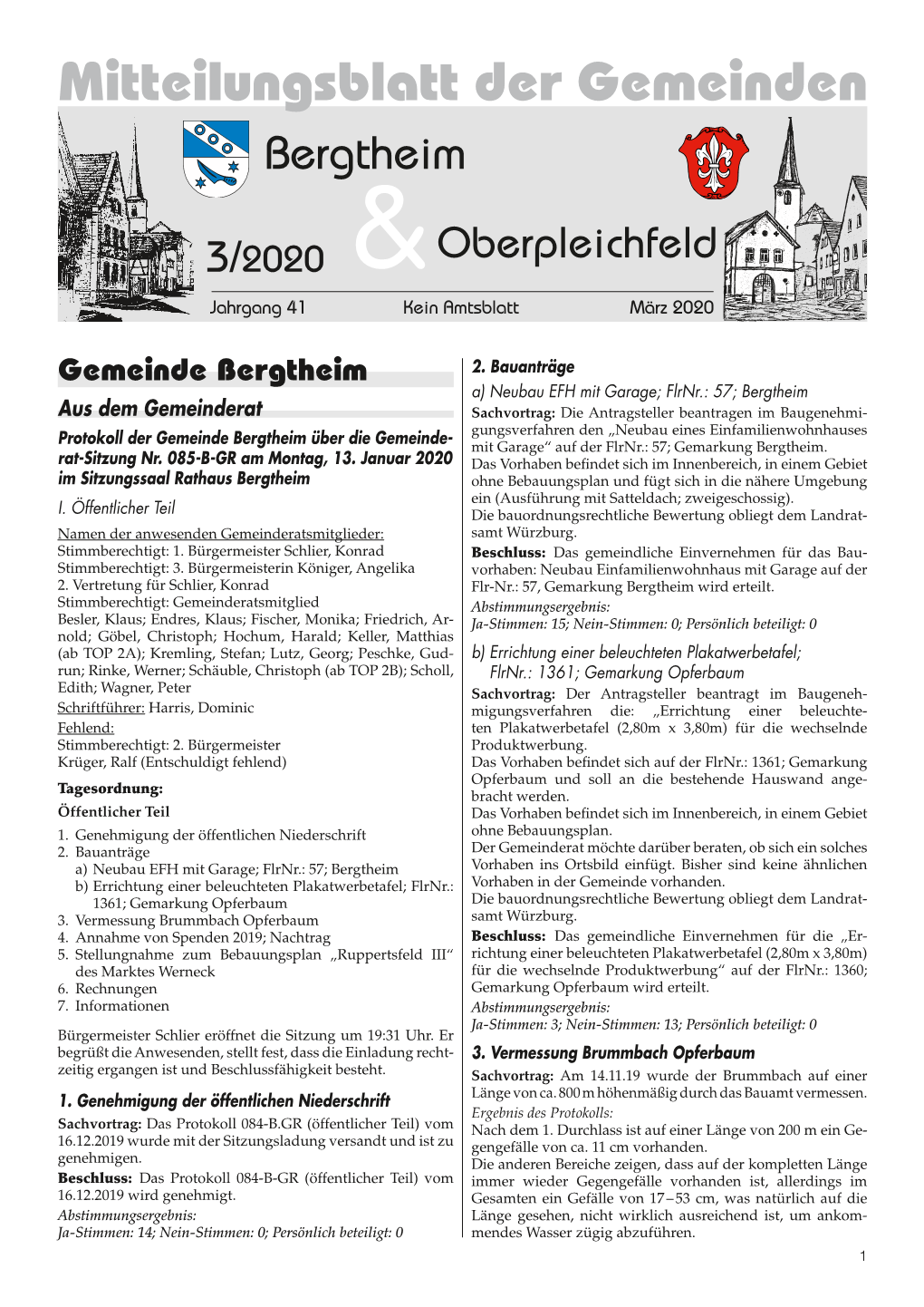 Mitteilungsblatt Der Gemeinden Bergtheim