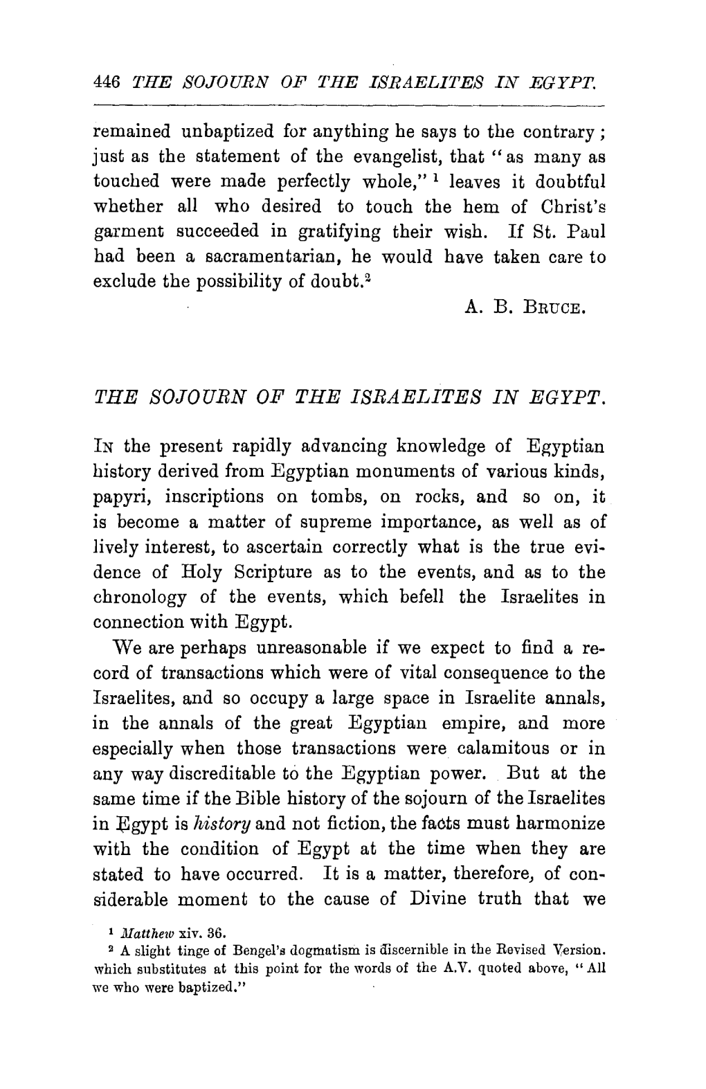 The Sojourn of the Israelites in Egypt