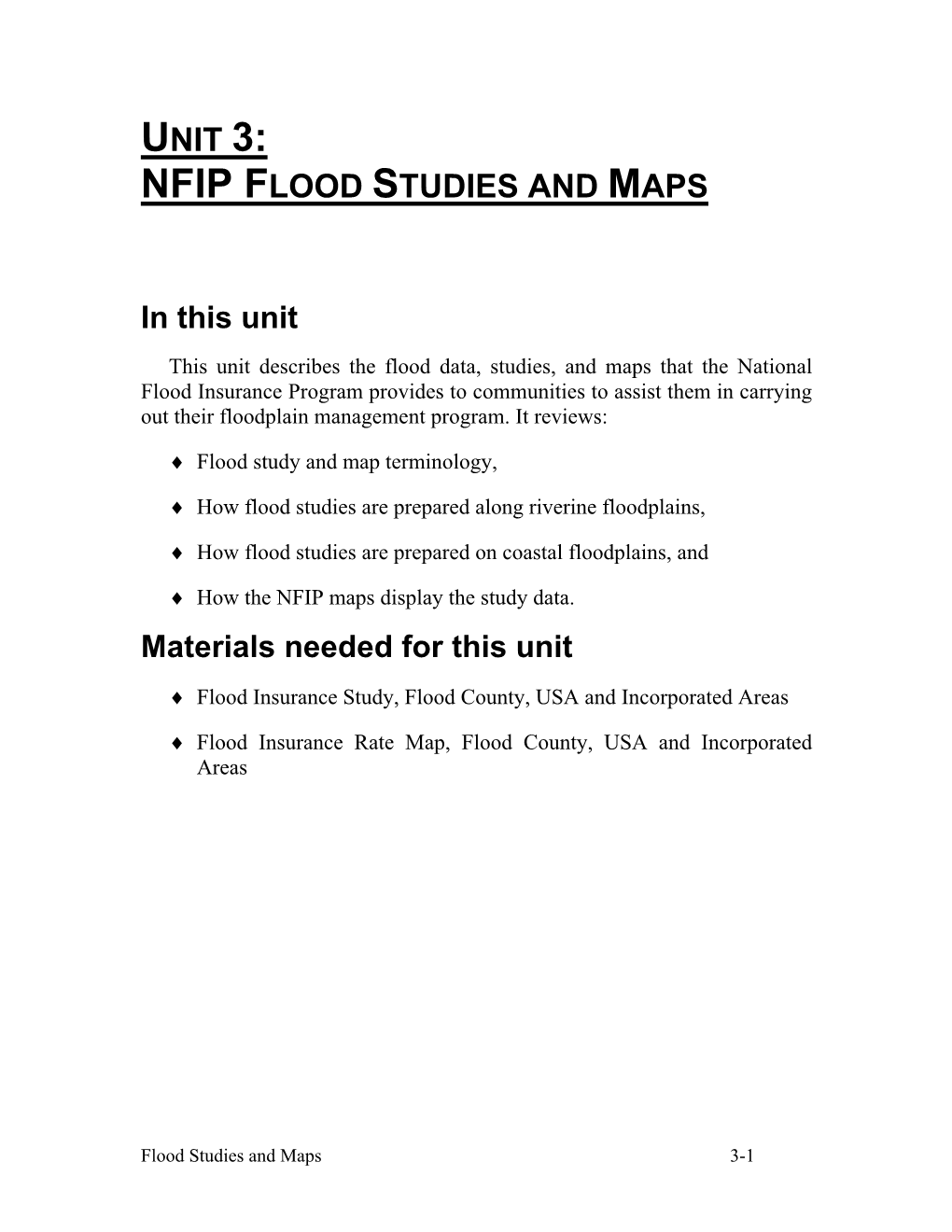 Unit 3: Nfip Flood Studies and Maps