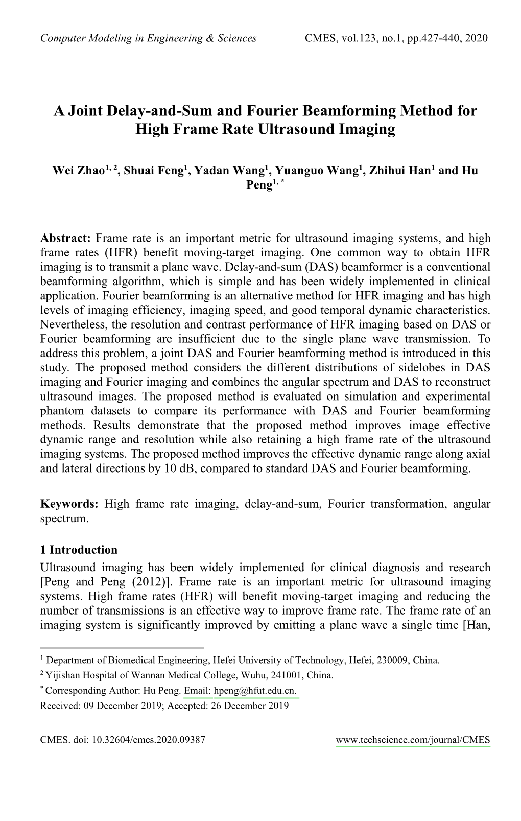 A Joint Delay-And-Sum and Fourier Beamforming Method for High Frame Rate Ultrasound Imaging