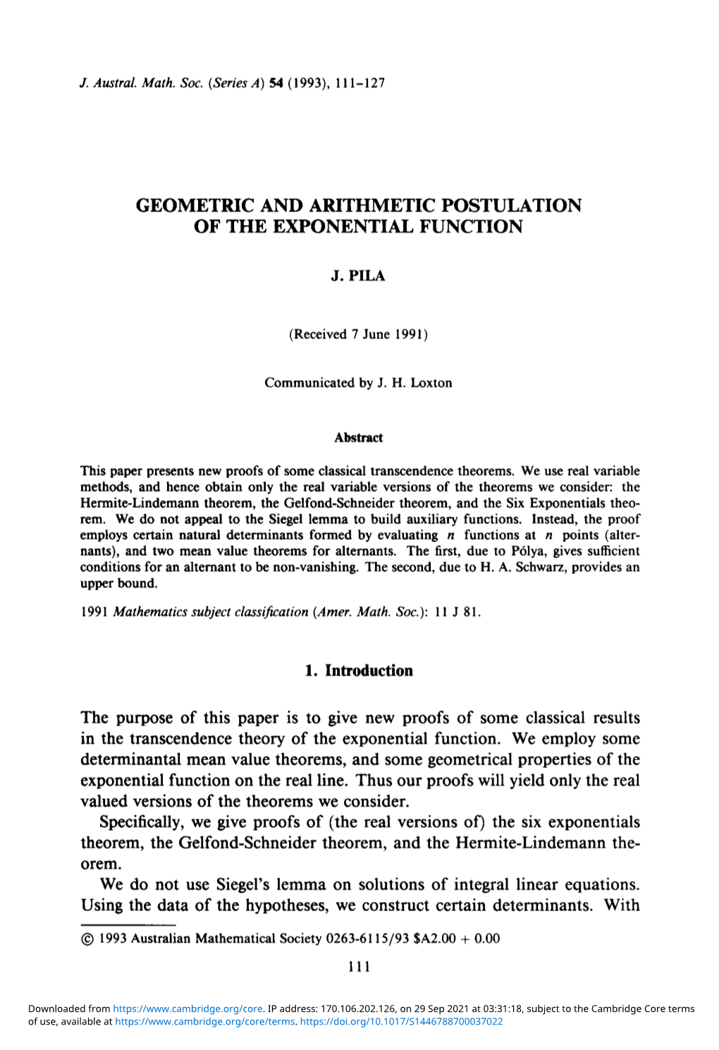 Geometric and Arithmetic Postulation of the Exponential Function