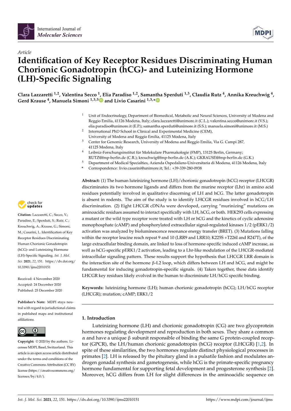 (Hcg)- and Luteinizing Hormone (LH)-Specific