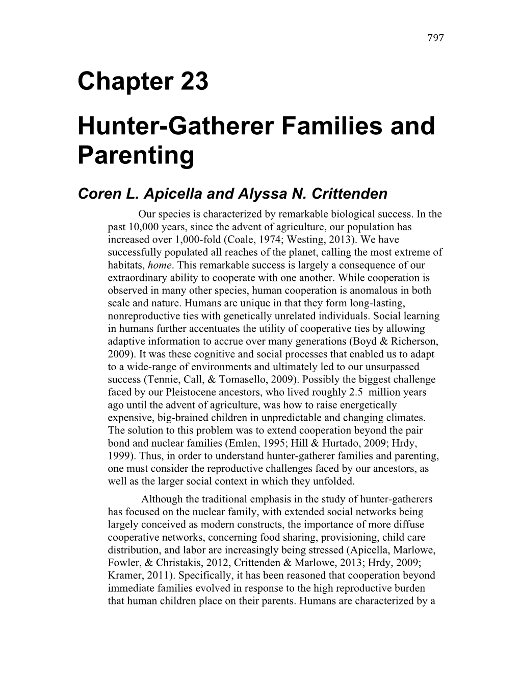 Chapter 23 Hunter-Gatherer Families and Parenting