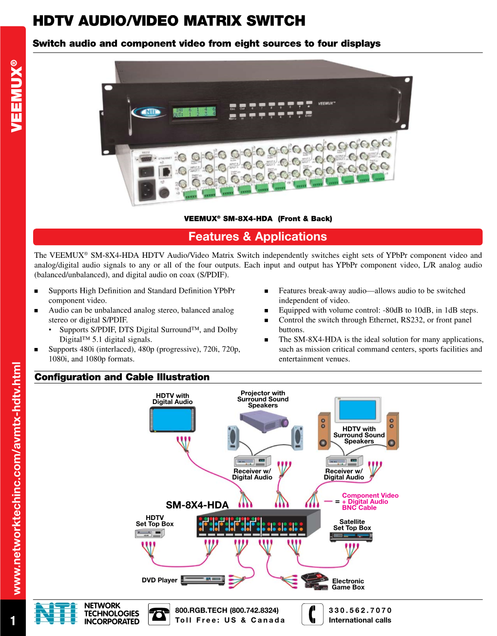 HDTV Ypbpr Audio Video Matrix Switch, Component Video Routing