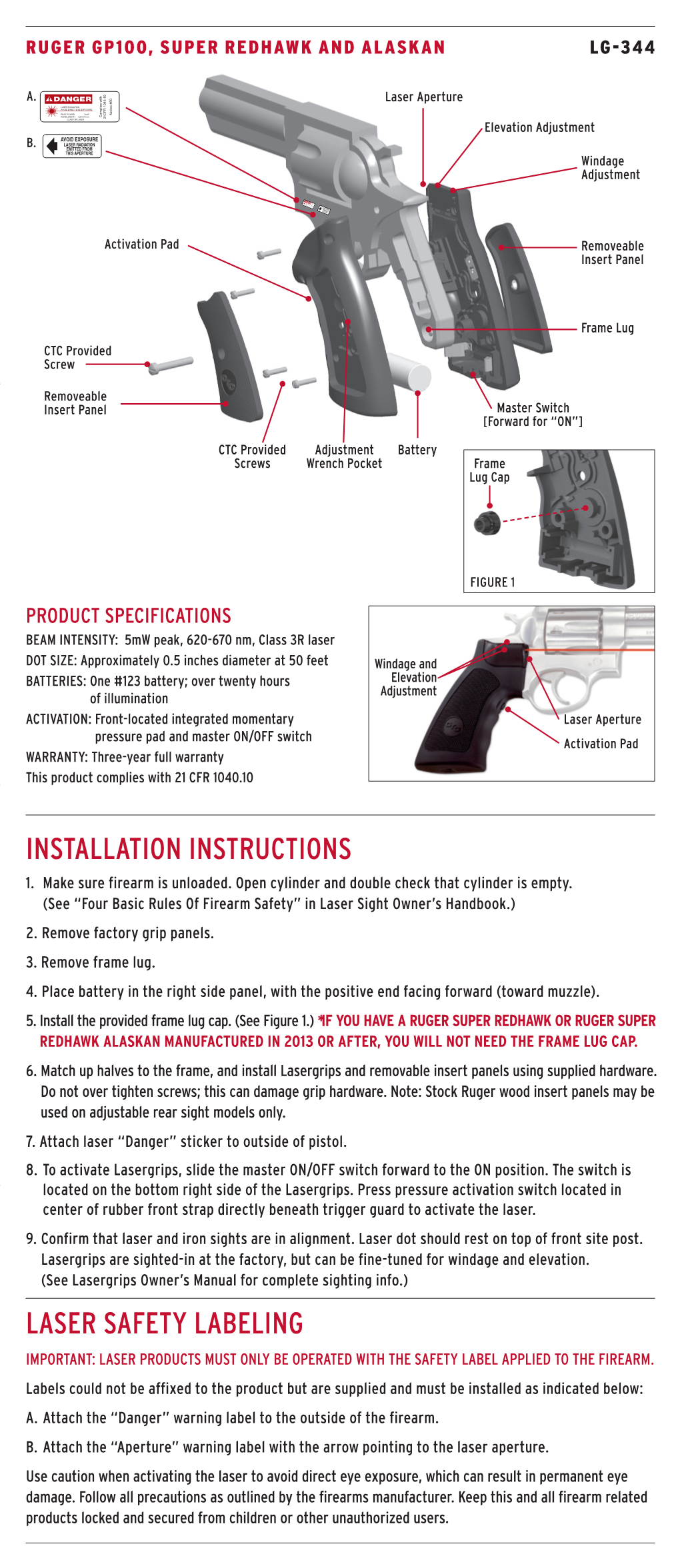 Installation Instructions Laser Safety Labeling