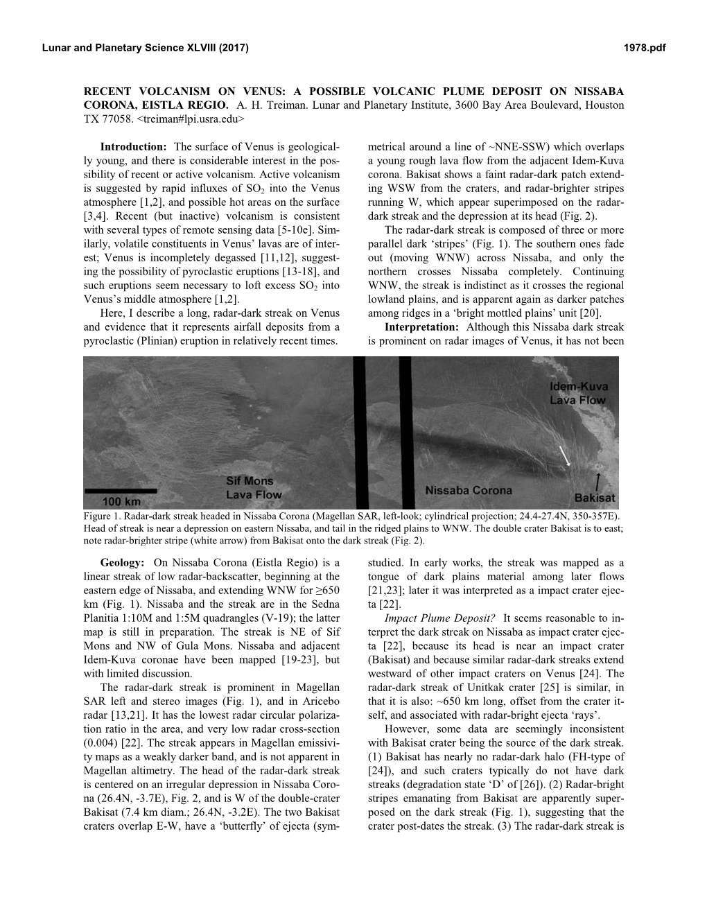 Recent Volcanism on Venus: a Possible Volcanic Plume Deposit on Nissaba Corona, Eistla Regio