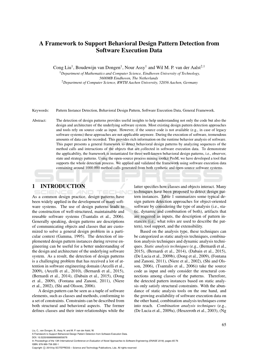 A Framework to Support Behavioral Design Pattern Detection from Software Execution Data