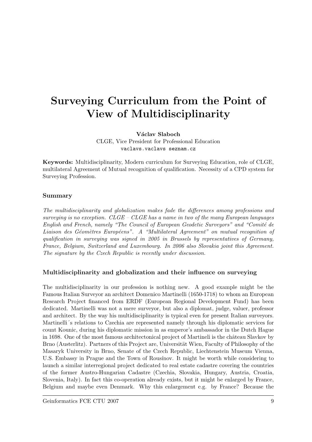 Surveying Curriculum from the Point of View of Multidisciplinarity